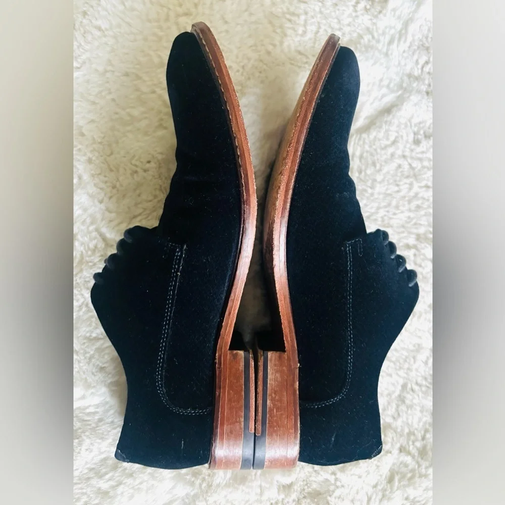 Ted Baker London 'Nierro' Plain Toe Derby Black Velvet Lace Up Loafer Size: 7.5